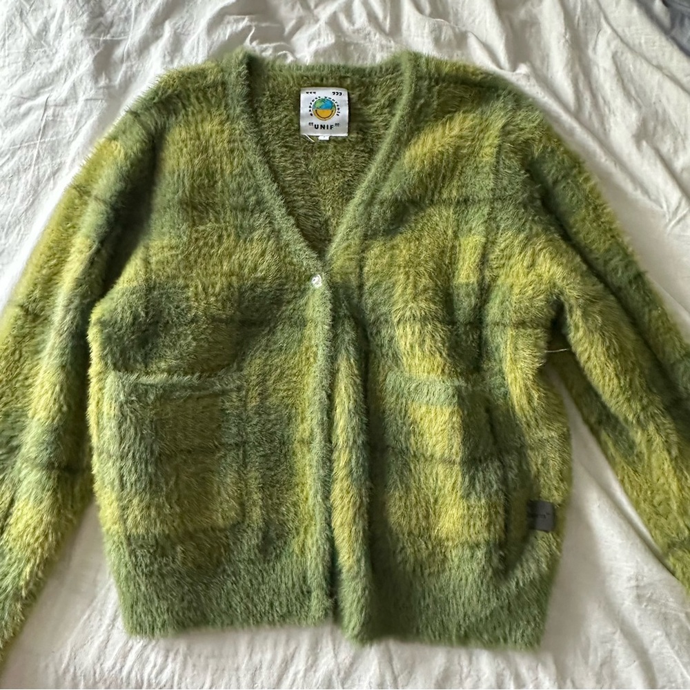 unif ty cardigan — fuzzy green!